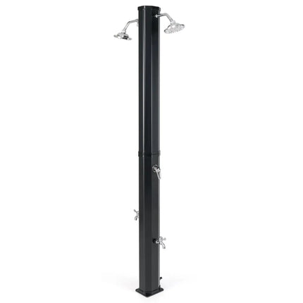 9.3 Gallon Solar Heated Outdoor Shower with Dual Shower Heads-Black - Black - Portable Toilets & Showers