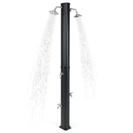 9.3 Gallon Solar Heated Outdoor Shower with Dual Shower Heads-Black - Black - Portable Toilets & Showers