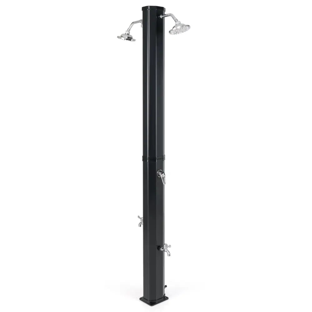 9.3 Gallon Solar Heated Outdoor Shower with Dual Shower Heads-Black - Black - Portable Toilets & Showers