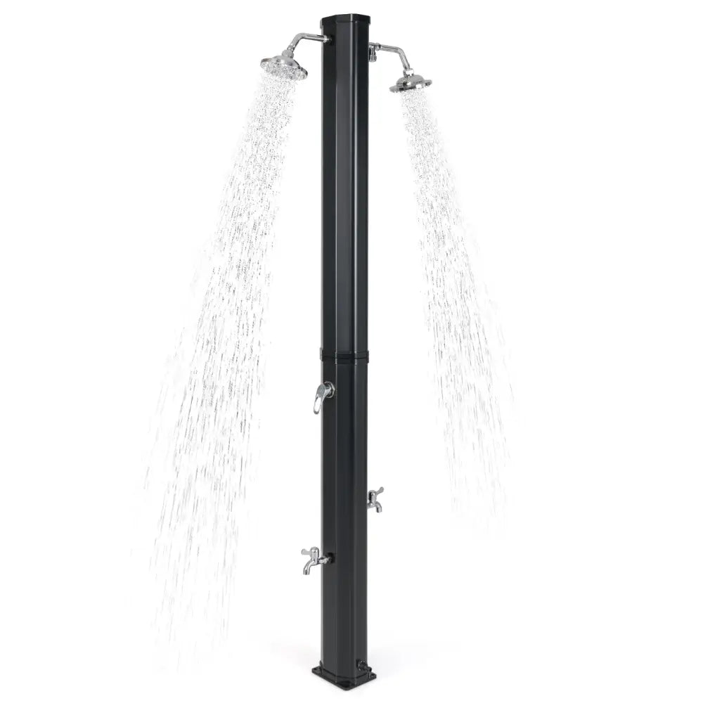 9.3 Gallon Solar Heated Outdoor Shower with Dual Shower Heads-Black - Black - Portable Toilets & Showers