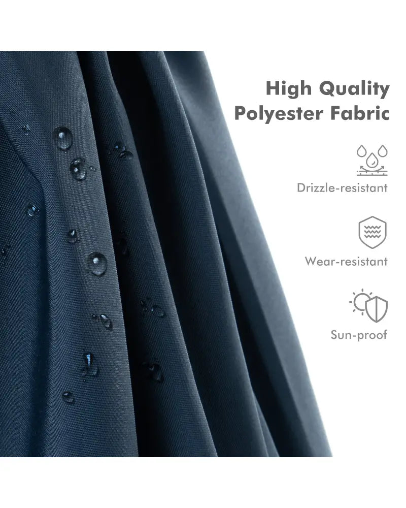 9.5 Feet Cantilever Patio Umbrella with 360° Rotation and Double Top-Navy - Navy - Outdoor Umbrellas