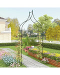 9.5 Feet Decorative Metal Garden Arch for Vine Rose Climbing Wedding Ceremony Party Decoration - Black - Garden Arbors