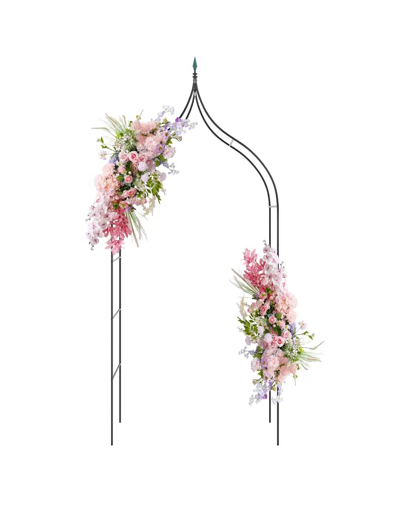 9.5 Feet Decorative Metal Garden Arch for Vine Rose Climbing Wedding Ceremony Party Decoration - Black - Garden Arbors