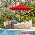 9.5 Feet Pulley Lift Round Patio Umbrella with Fiberglass Ribs-Red - Red - Outdoor Umbrellas