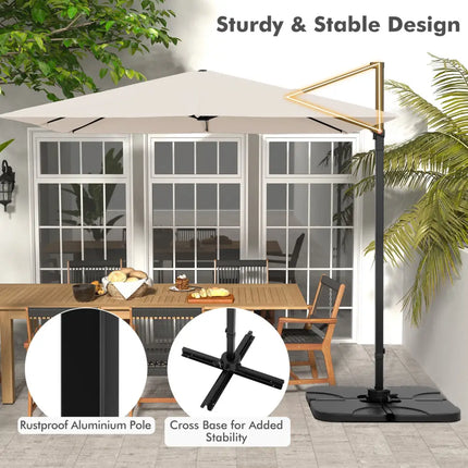 9.5 Feet Square Patio Cantilever Umbrella with 360° Rotation-Beige - Beige - Outdoor Umbrellas