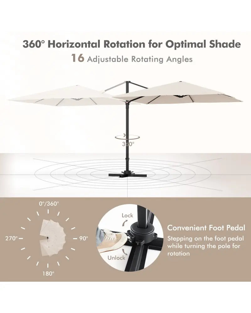 9.5 Feet Square Patio Cantilever Umbrella with 360° Rotation-Beige - Beige - Outdoor Umbrellas