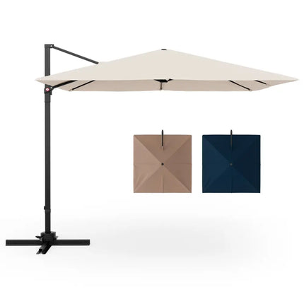 9.5 Feet Square Patio Cantilever Umbrella with 360° Rotation-Beige - Beige - Outdoor Umbrellas