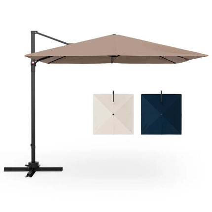 9.5 Feet Square Patio Cantilever Umbrella with 360° Rotation-Coffee - Coffee - Outdoor Umbrellas