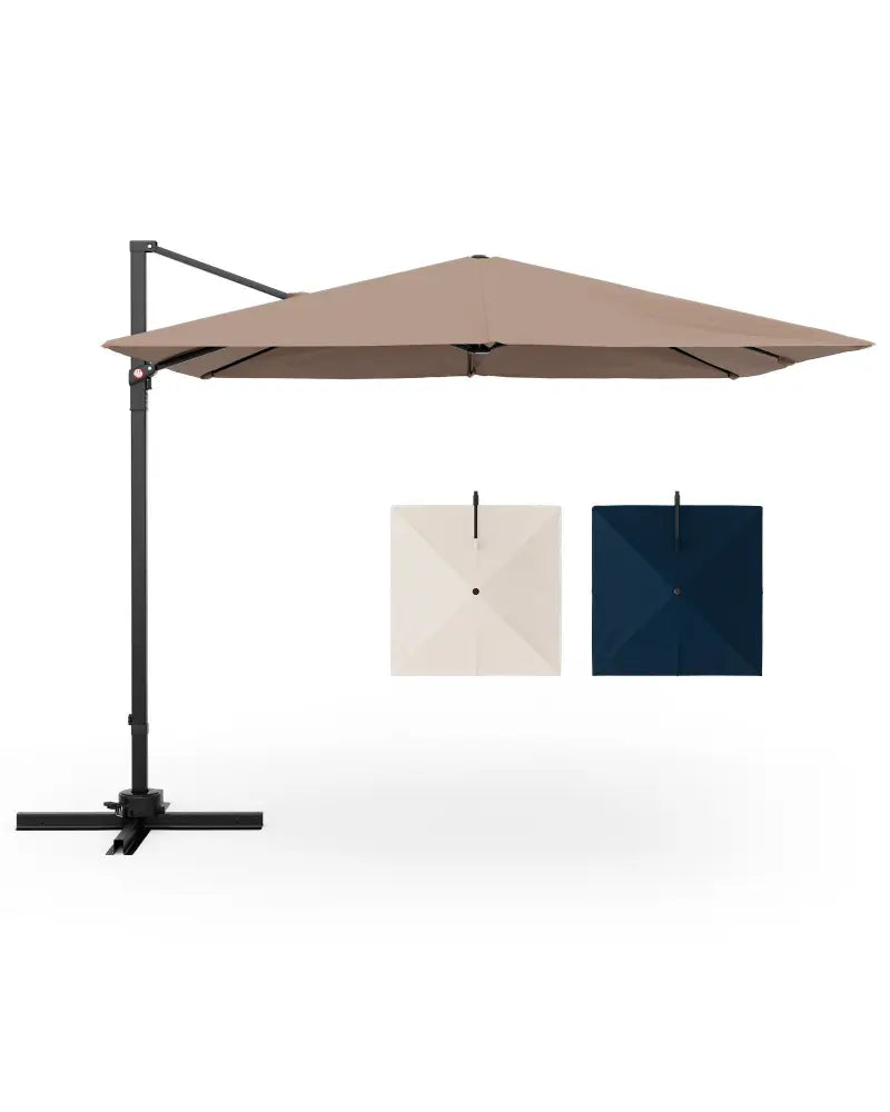 9.5 Feet Square Patio Cantilever Umbrella with 360° Rotation-Coffee - Coffee - Outdoor Umbrellas