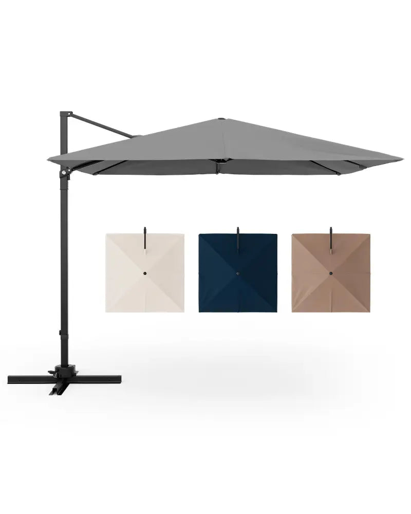 9.5 Feet Square Patio Cantilever Umbrella with 360° Rotation-Gray - Gray - Outdoor Umbrellas
