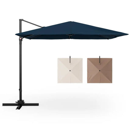 9.5 Feet Square Patio Cantilever Umbrella with 360° Rotation-Navy - Navy - Outdoor Umbrellas