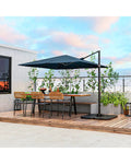 9.5 Feet Square Patio Cantilever Umbrella with 360° Rotation-Navy - Navy - Outdoor Umbrellas