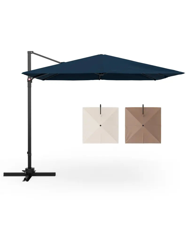 9.5 Feet Square Patio Cantilever Umbrella with 360° Rotation-Navy - Navy - Outdoor Umbrellas