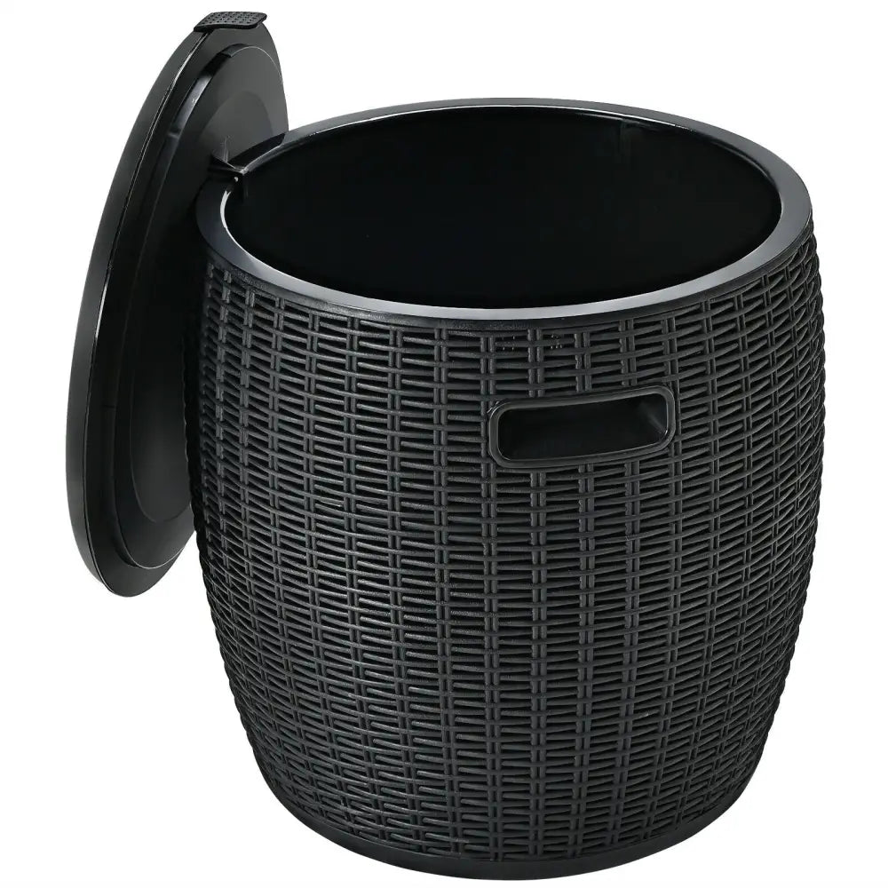 9.5 Gallon 4-in-1 Patio Rattan Cool Bar Cocktail Table Side Table-Black - Black - Coolers
