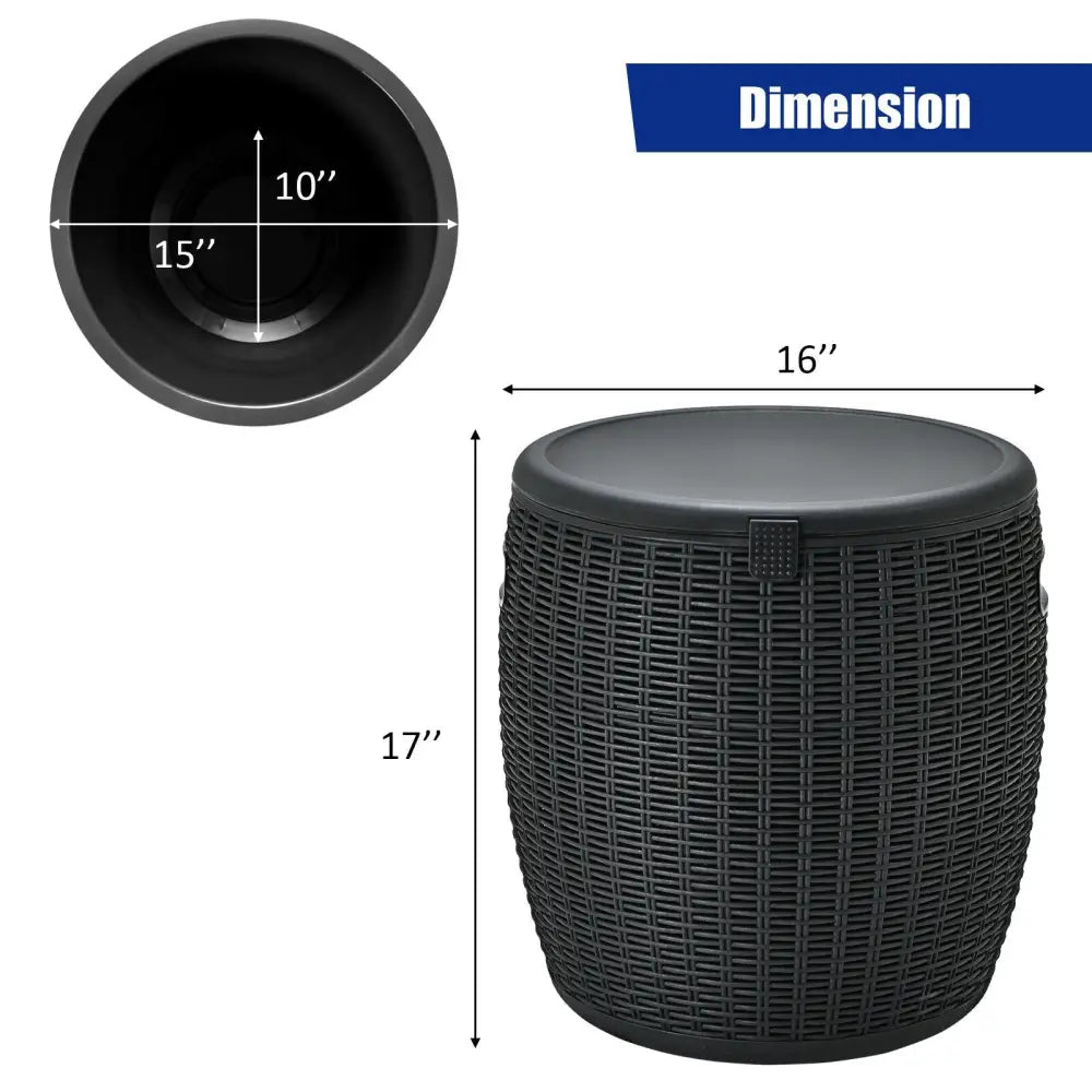 9.5 Gallon 4-in-1 Patio Rattan Cool Bar Cocktail Table Side Table-Black - Black - Coolers