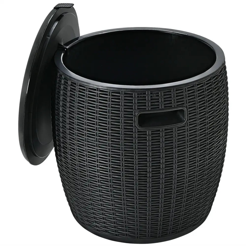 9.5 Gallon 4-in-1 Patio Rattan Cool Bar Cocktail Table Side Table-Black - Black - Coolers