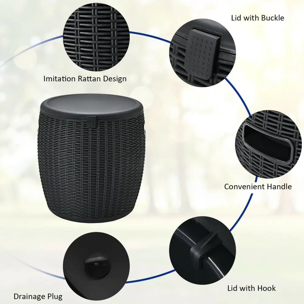 9.5 Gallon 4-in-1 Patio Rattan Cool Bar Cocktail Table Side Table-Black - Black - Coolers