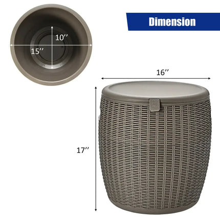 9.5 Gallon 4-in-1 Patio Rattan Cool Bar Cocktail Table Side Table-Brown - Brown - Coolers
