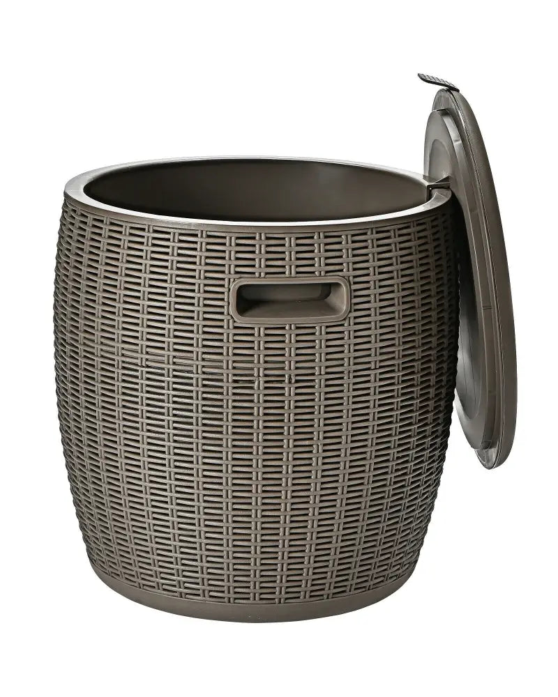 9.5 Gallon 4-in-1 Patio Rattan Cool Bar Cocktail Table Side Table-Brown - Brown - Coolers