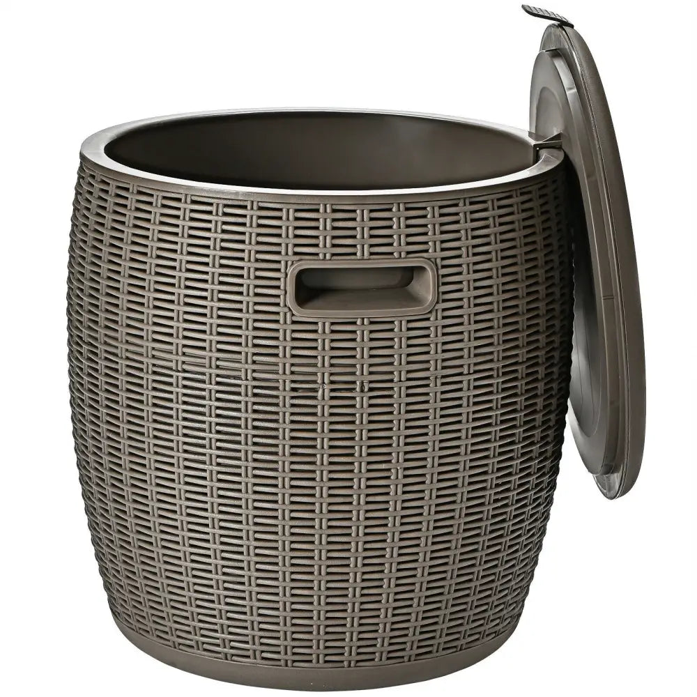 9.5 Gallon 4-in-1 Patio Rattan Cool Bar Cocktail Table Side Table-Brown - Brown - Coolers