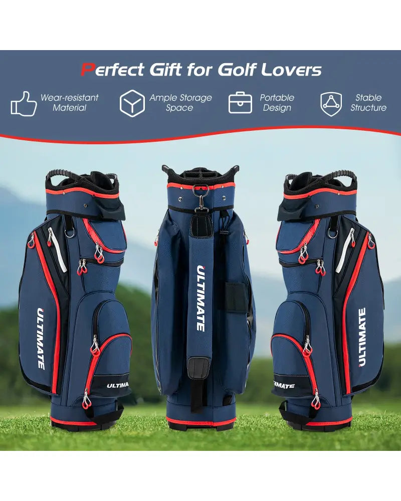 9.5 Inch Golf Cart Bag with 14 Way Dividers Top Organizer-Navy - Navy - Golf