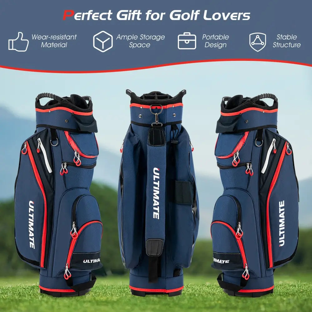 9.5 Inch Golf Cart Bag with 14 Way Dividers Top Organizer-Navy - Navy - Golf