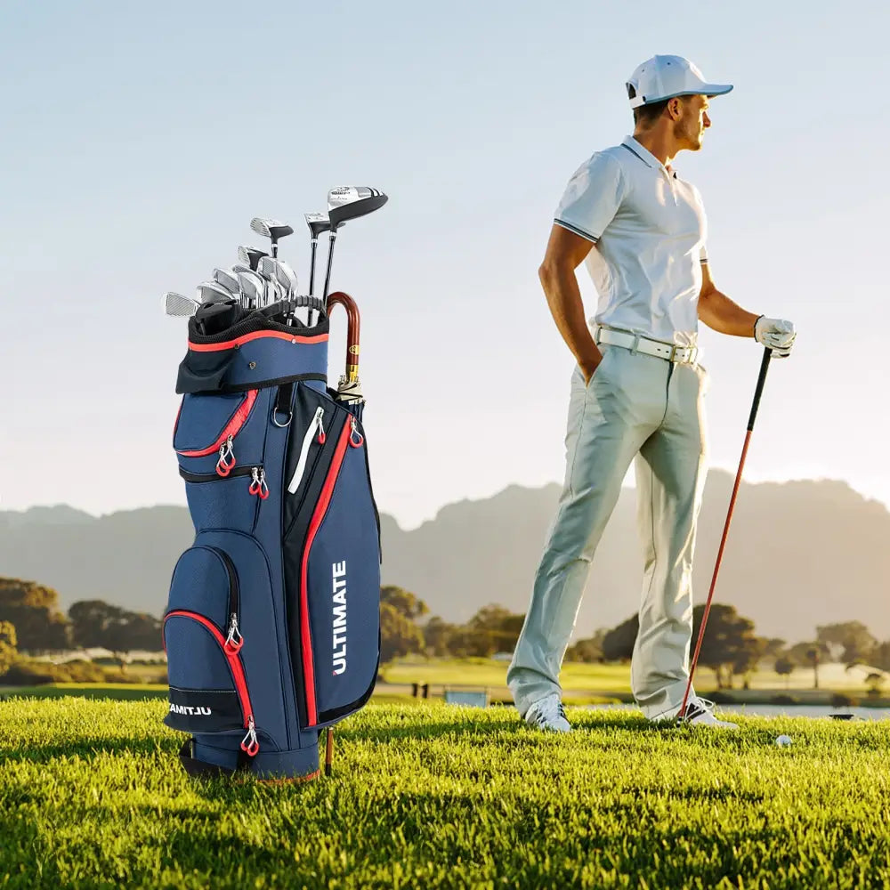 9.5 Inch Golf Cart Bag with 14 Way Dividers Top Organizer-Navy - Navy - Golf