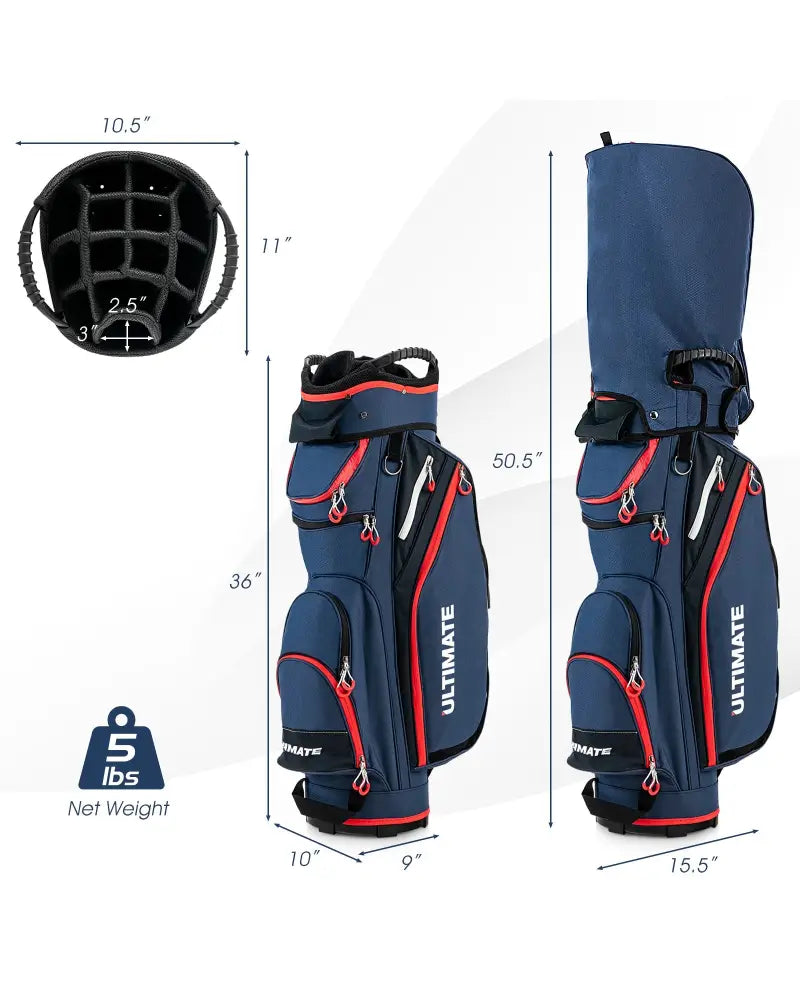9.5 Inch Golf Cart Bag with 14 Way Dividers Top Organizer-Navy - Navy - Golf