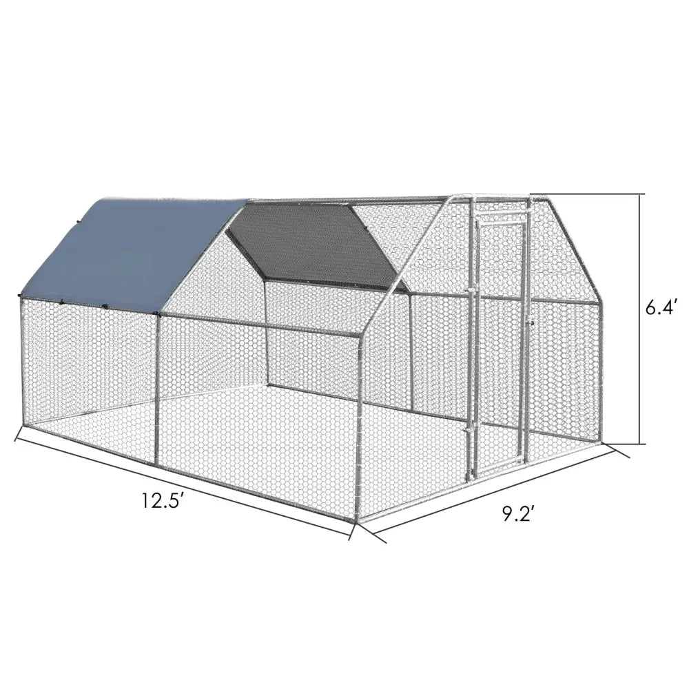 9.5 x 12.5 Feet Large Walk In Chicken Coop Run House - Silver - Chicken Coops