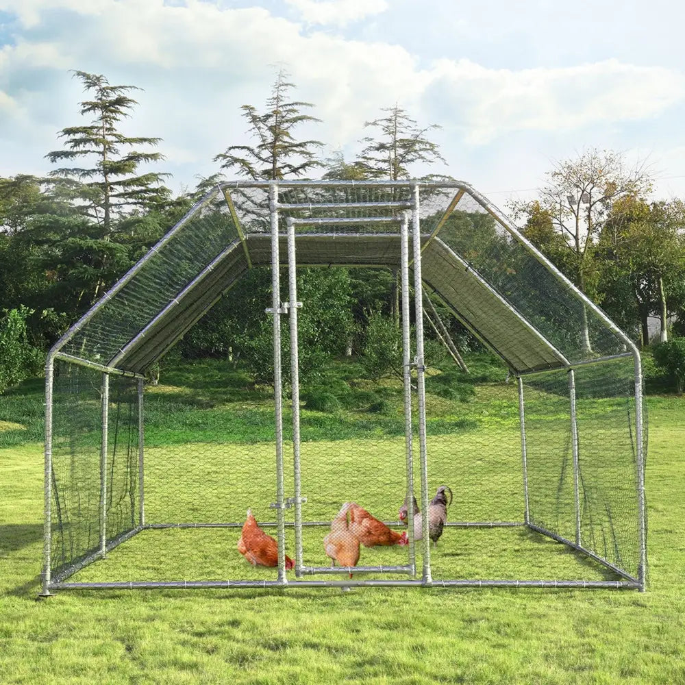 9.5 x 12.5 Feet Large Walk In Chicken Coop Run House - Silver - Chicken Coops