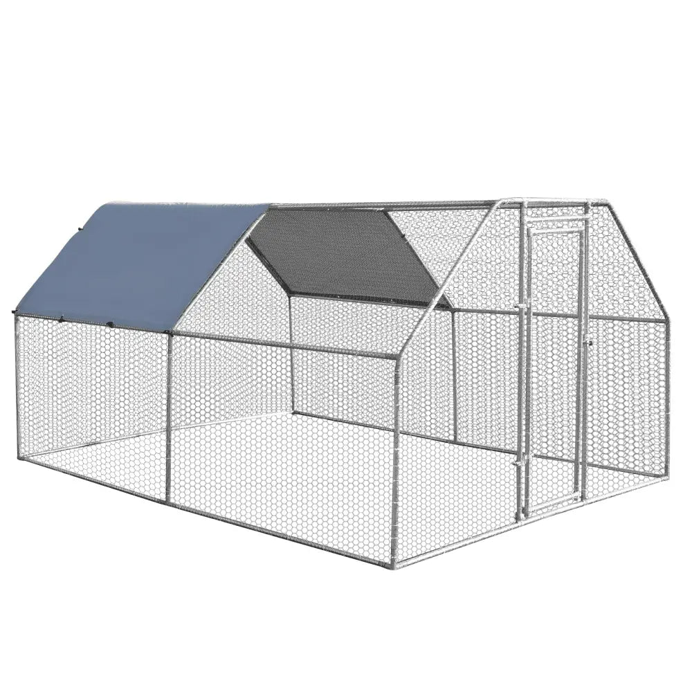 9.5 x 12.5 Feet Large Walk In Chicken Coop Run House - Silver - Chicken Coops