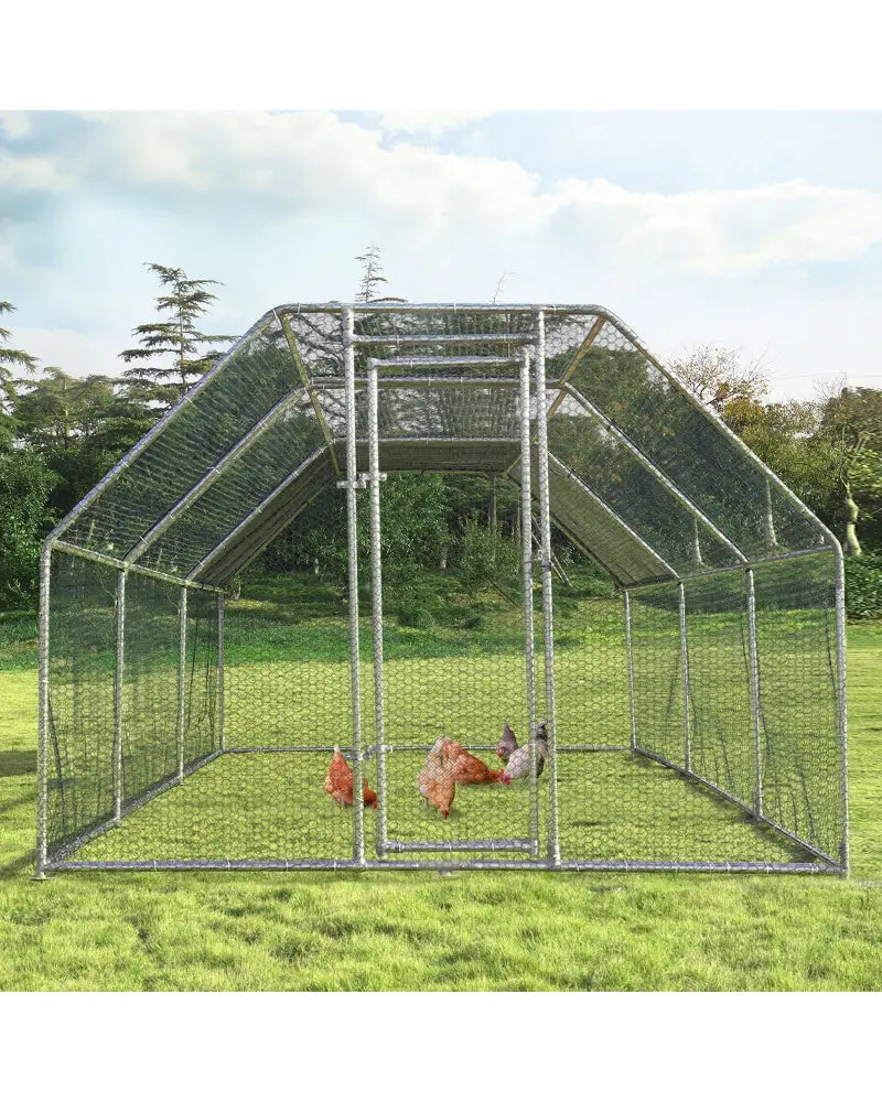 9.5 x 19 Feet Large Walk In Chicken Coop - Silver - Chicken Coops