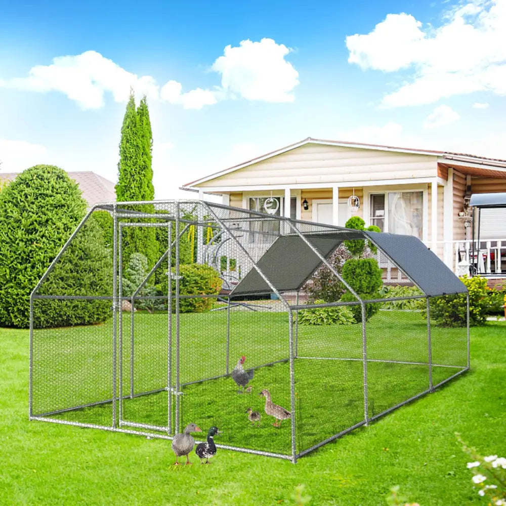 9.5 x 19 Feet Large Walk In Chicken Coop - Silver - Chicken Coops