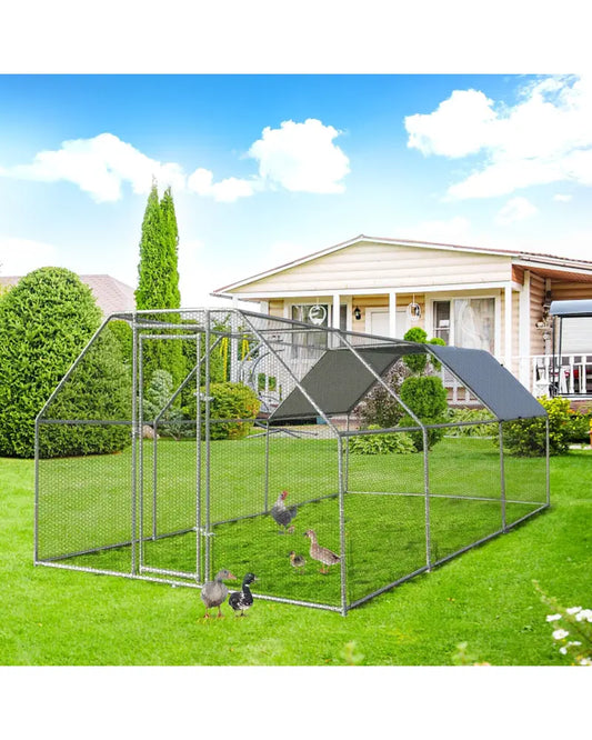 9.5 x 19 Feet Large Walk In Chicken Coop - Silver - Chicken Coops