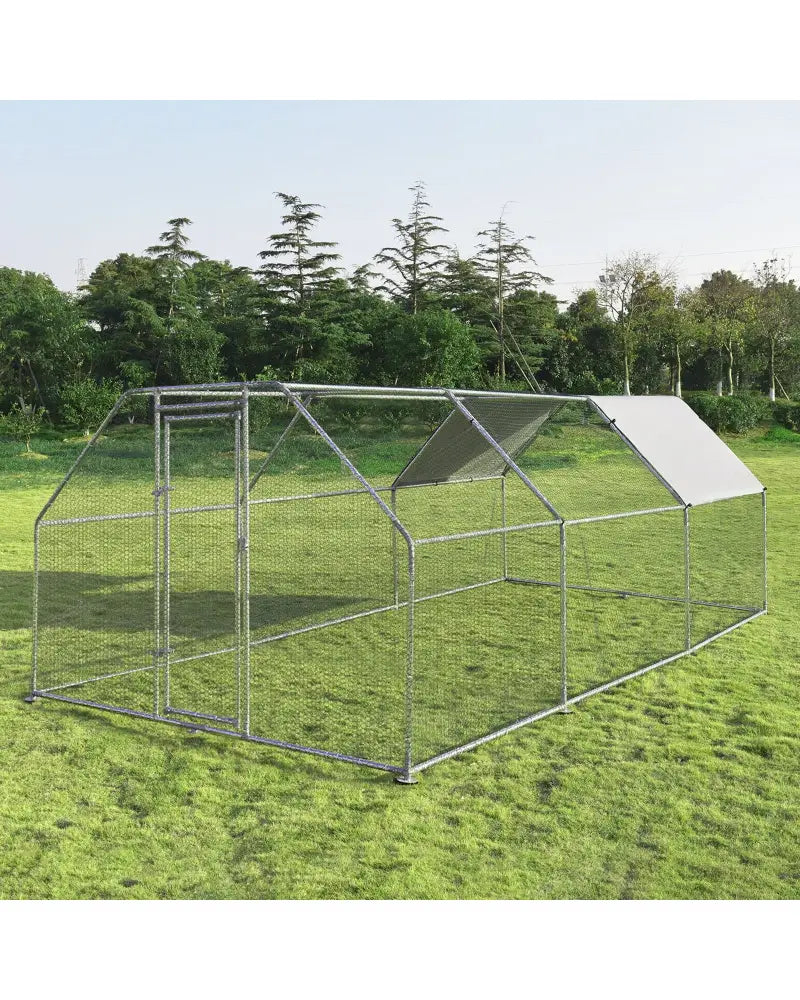 9.5 x 19 Feet Large Walk In Chicken Coop - Silver - Chicken Coops