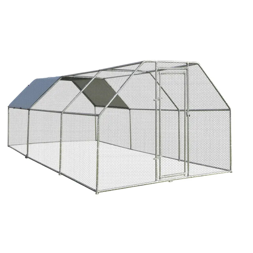 9.5 x 19 Feet Large Walk In Chicken Coop - Silver - Chicken Coops
