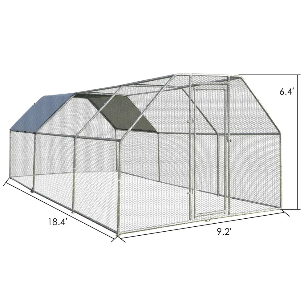 9.5 x 19 Feet Large Walk In Chicken Coop - Silver - Chicken Coops