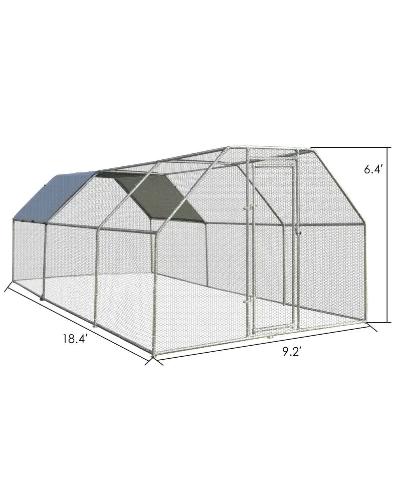 9.5 x 19 Feet Large Walk In Chicken Coop - Silver - Chicken Coops