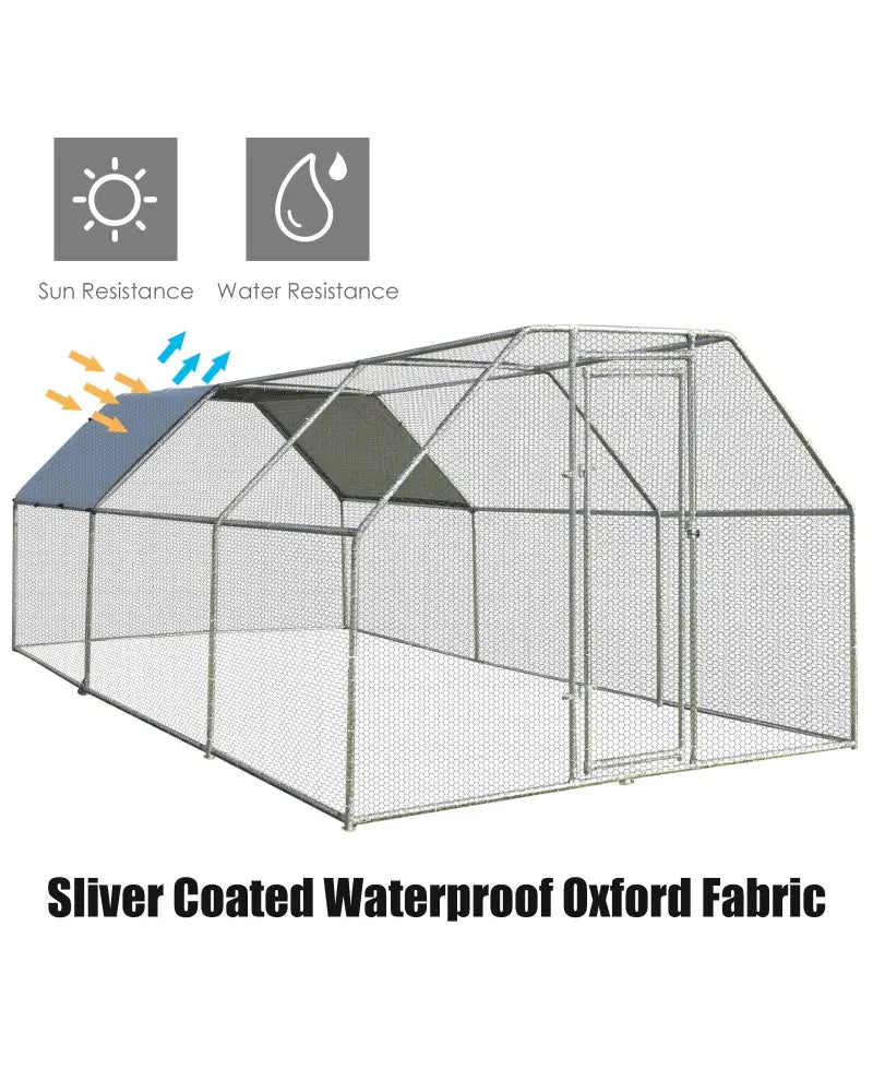 9.5 x 19 Feet Large Walk In Chicken Coop - Silver - Chicken Coops