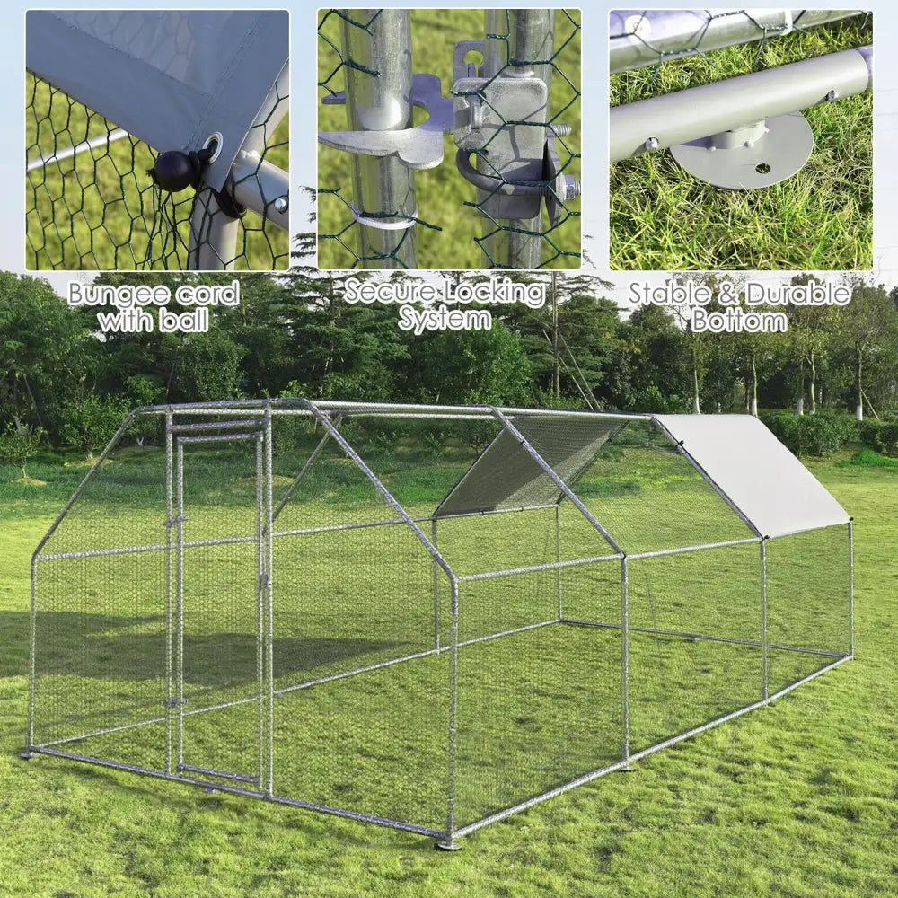 9.5 x 19 Feet Large Walk In Chicken Coop - Silver - Chicken Coops