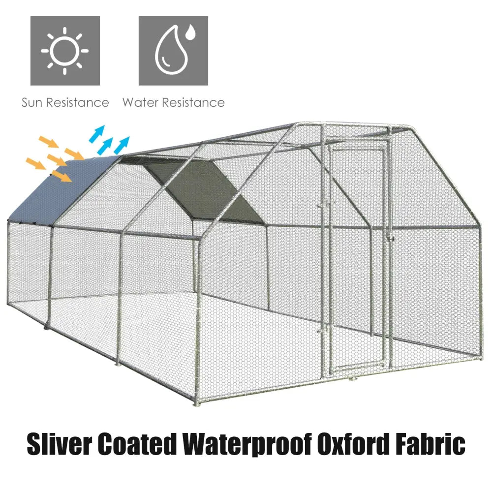 9.5 x 19 Feet Large Walk In Chicken Coop - Silver - Chicken Coops
