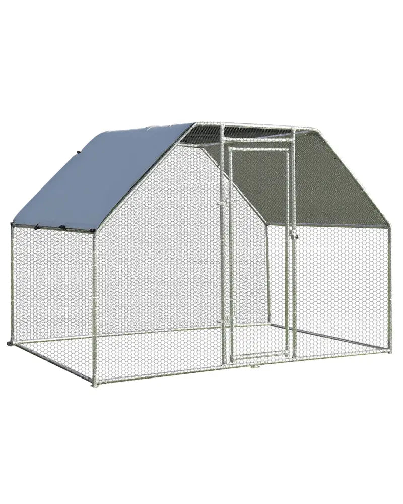 9.5 x 6.5 Feet Large Walk In Chicken Run Cage - Silver - Chicken Coops