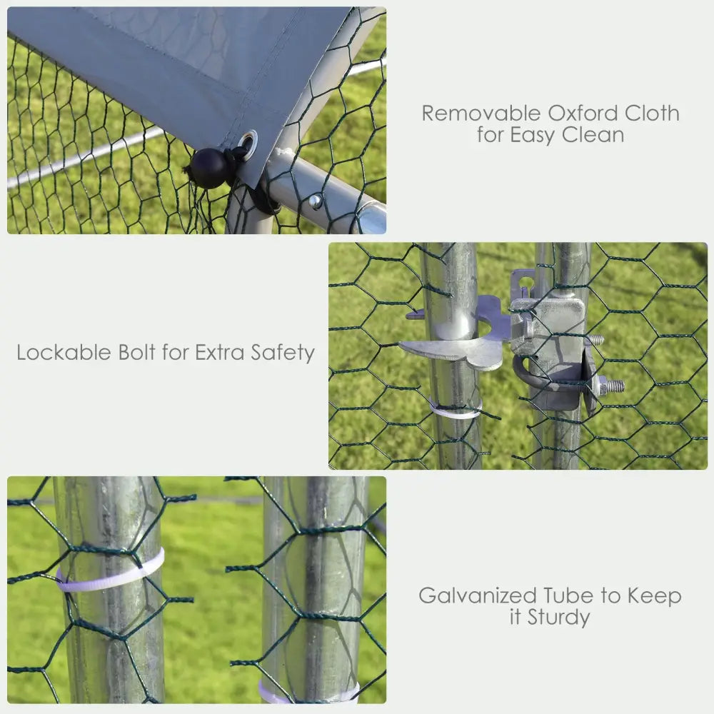 9.5 x 6.5 Feet Large Walk In Chicken Run Cage - Silver - Chicken Coops