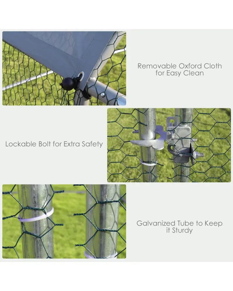 9.5 x 6.5 Feet Large Walk In Chicken Run Cage - Silver - Chicken Coops