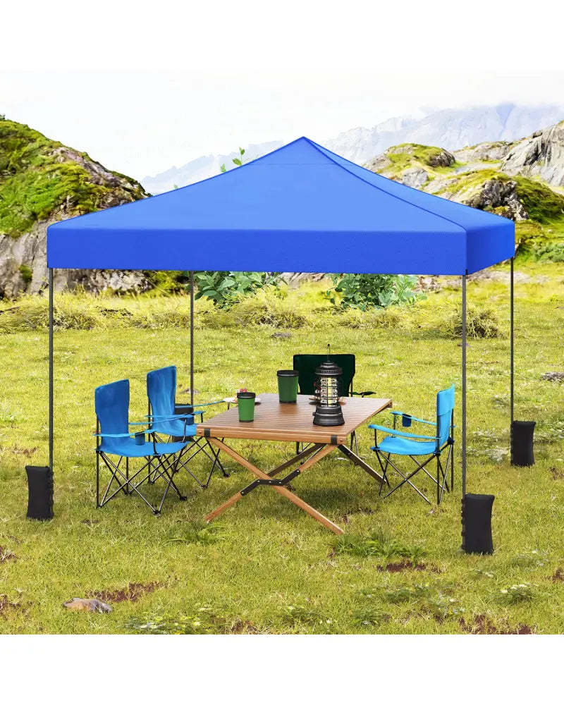 9.5 x 9.5 Feet Pop up Canopy Tent with Adjustable Heights-Blue - Blue - Canopies