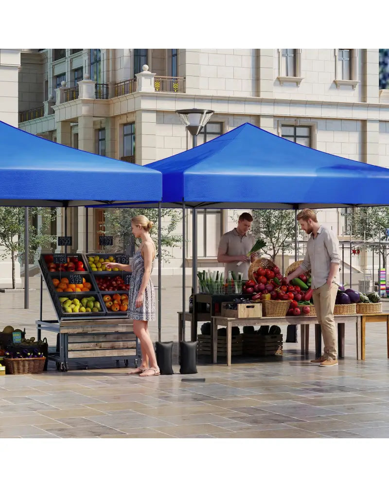 9.5 x 9.5 Feet Pop up Canopy Tent with Adjustable Heights-Blue - Blue - Canopies