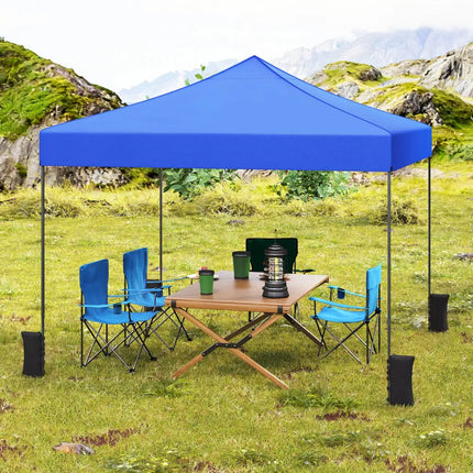 9.5 x 9.5 Feet Pop up Canopy Tent with Adjustable Heights-Blue - Blue - Canopies