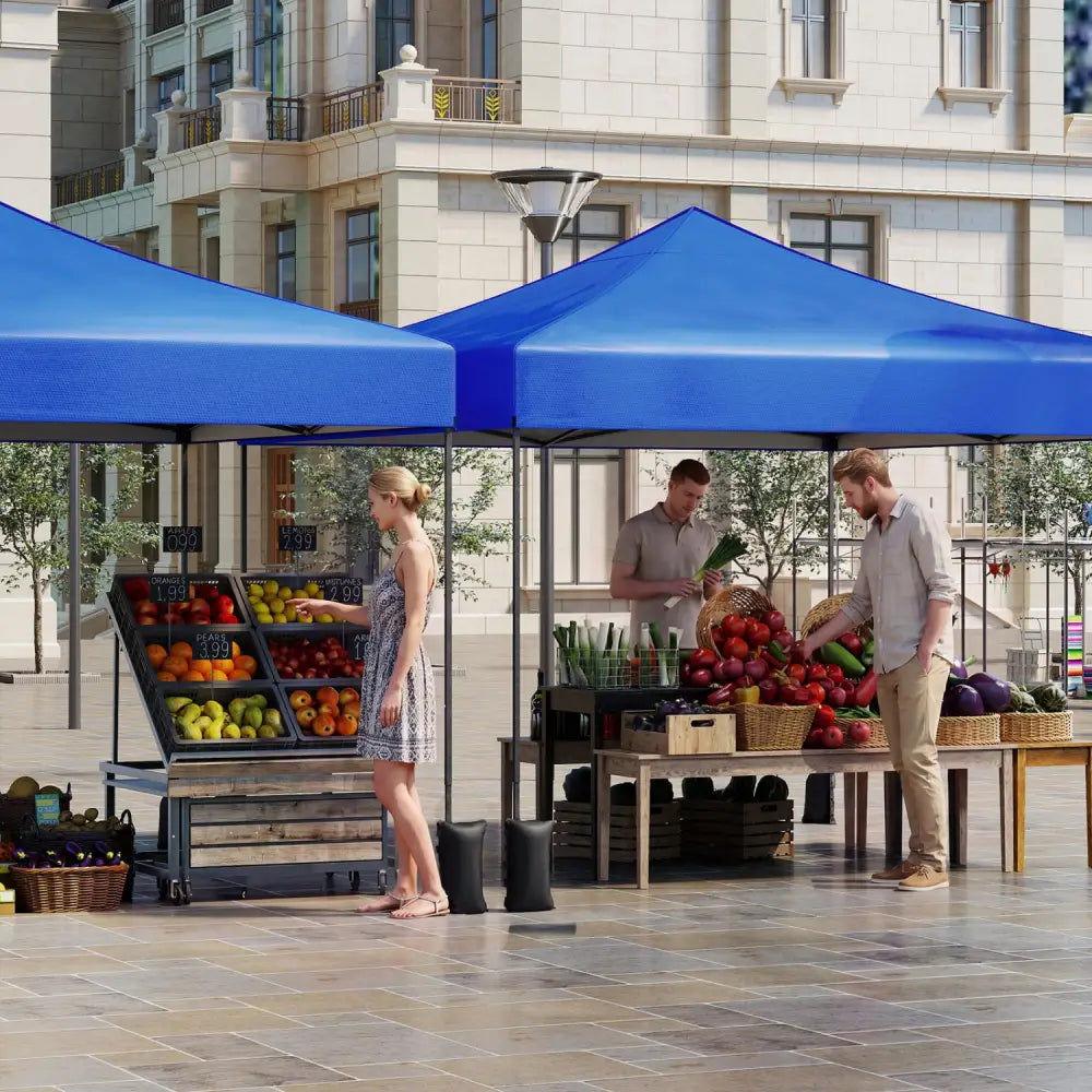 9.5 x 9.5 Feet Pop up Canopy Tent with Adjustable Heights-Blue - Blue - Canopies