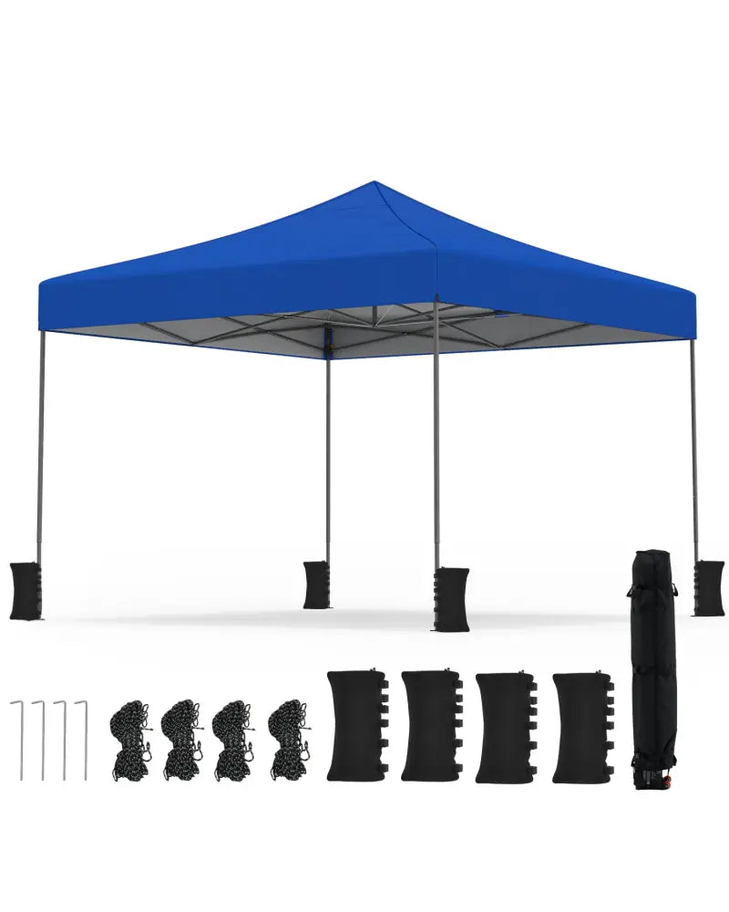 9.5 x 9.5 Feet Pop up Canopy Tent with Adjustable Heights-Blue - Blue - Canopies