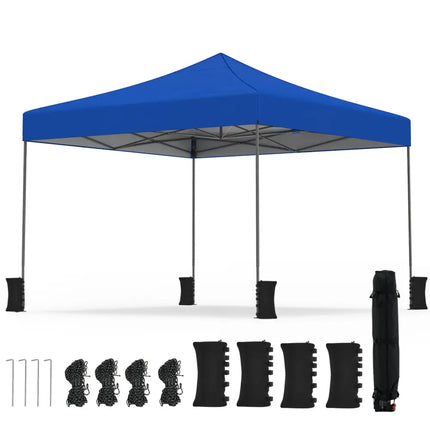 9.5 x 9.5 Feet Pop up Canopy Tent with Adjustable Heights-Blue - Blue - Canopies